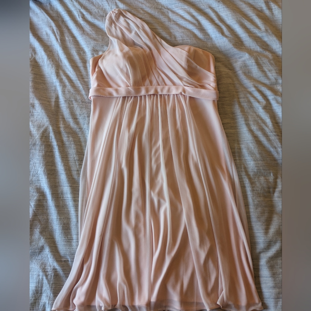 David's Bridal Petal One-Shoulder Dress